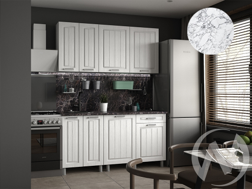 Кухня Лаура 1.6м (корпус белый/клен белый) 26мм мрамор итальянский