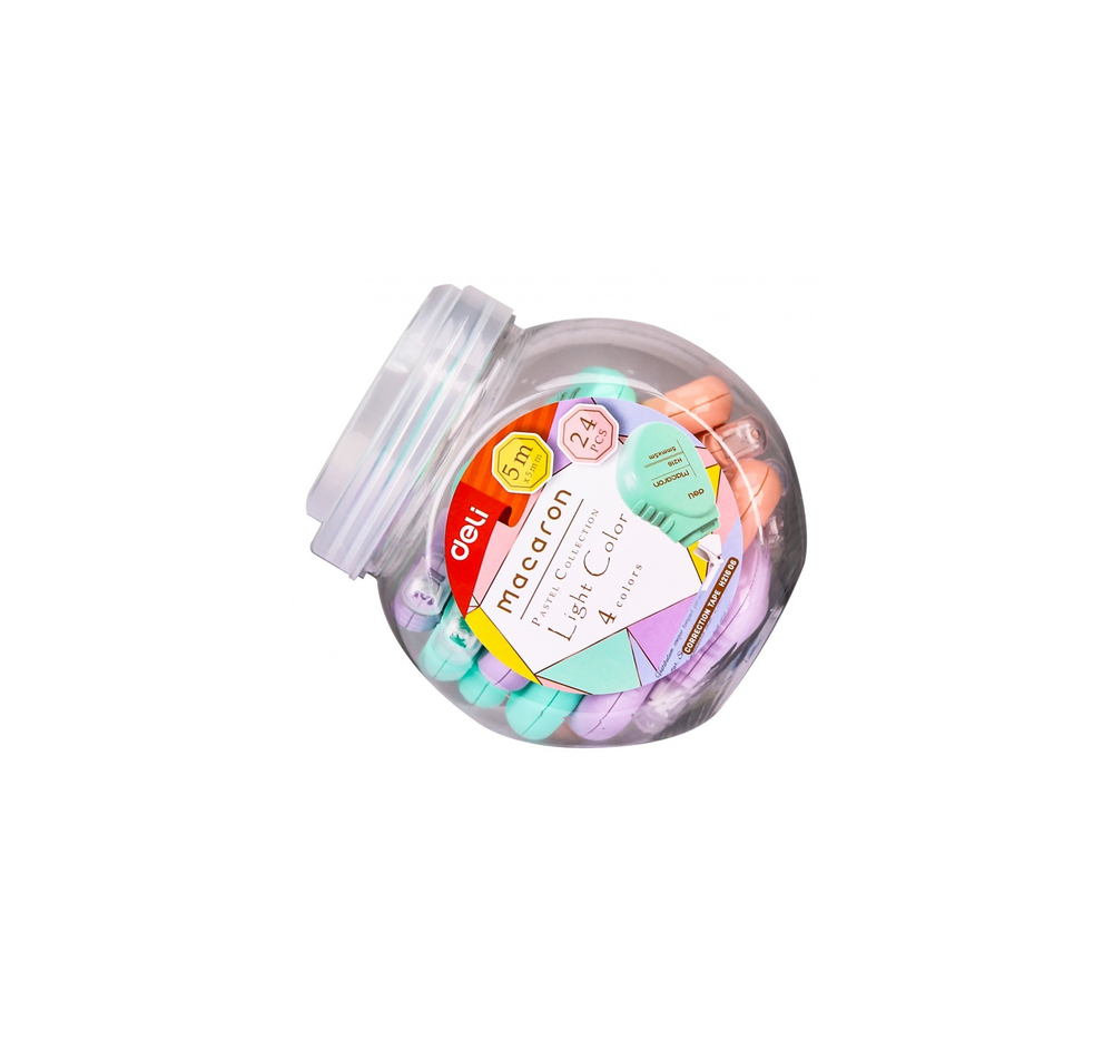 Корректор-лента Deli 5ммх5м Macaron цвет асс. EH62160