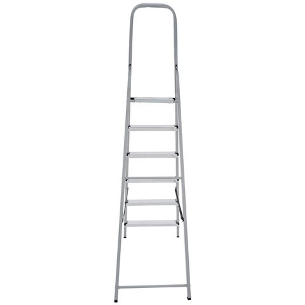 Стремянка сталь / алюминий 6 ступени, высота площадки 1,25м, дуга 0,6м, площадка 26х26см, нагрузка 150кг, вес 7кг НОВАЯ ВЫСОТА, 1130106