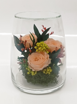 натуральные кустовые розы в стекле, вакуум*