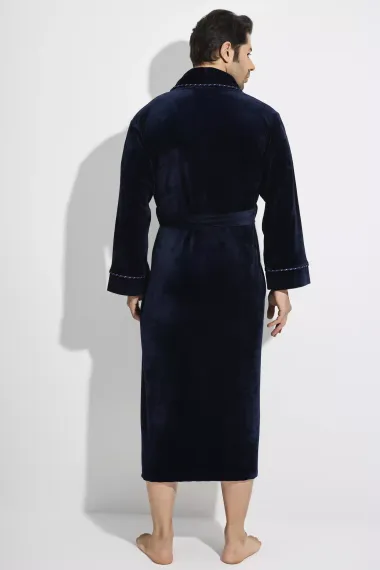 Халат мужской велюровый 21680 синий Nusa Турция