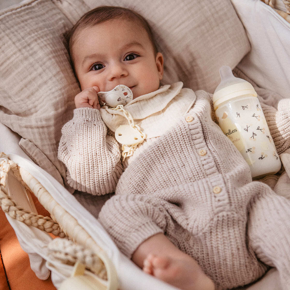 Клипса с цепочкой для пустышки Suavinex Birdies бежевая