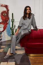 Уютные домашние брюки в черно-белую клетку (Размер: XS) (Цвет: черный с белым)