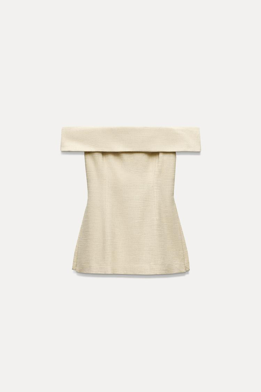 ZARA ТОП С ОТКРЫТЫМИ ПЛЕЧАМИ И БОКОВЫМИ РАЗРЕЗАМИ, СВЕТЛО-БЕЖЕВЫЙ