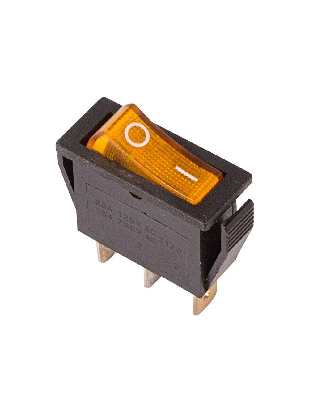 Выключатель клавишный 250В 15А (3с) ON-OFF RWB-404 SC-791 IRS-101-1C желт. с подсветкой Rexant 36-2212