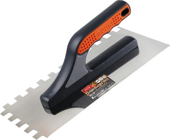 Гладилка DECOR 280х130 мм нерж зуб 12х12 мм 0,7 мм
