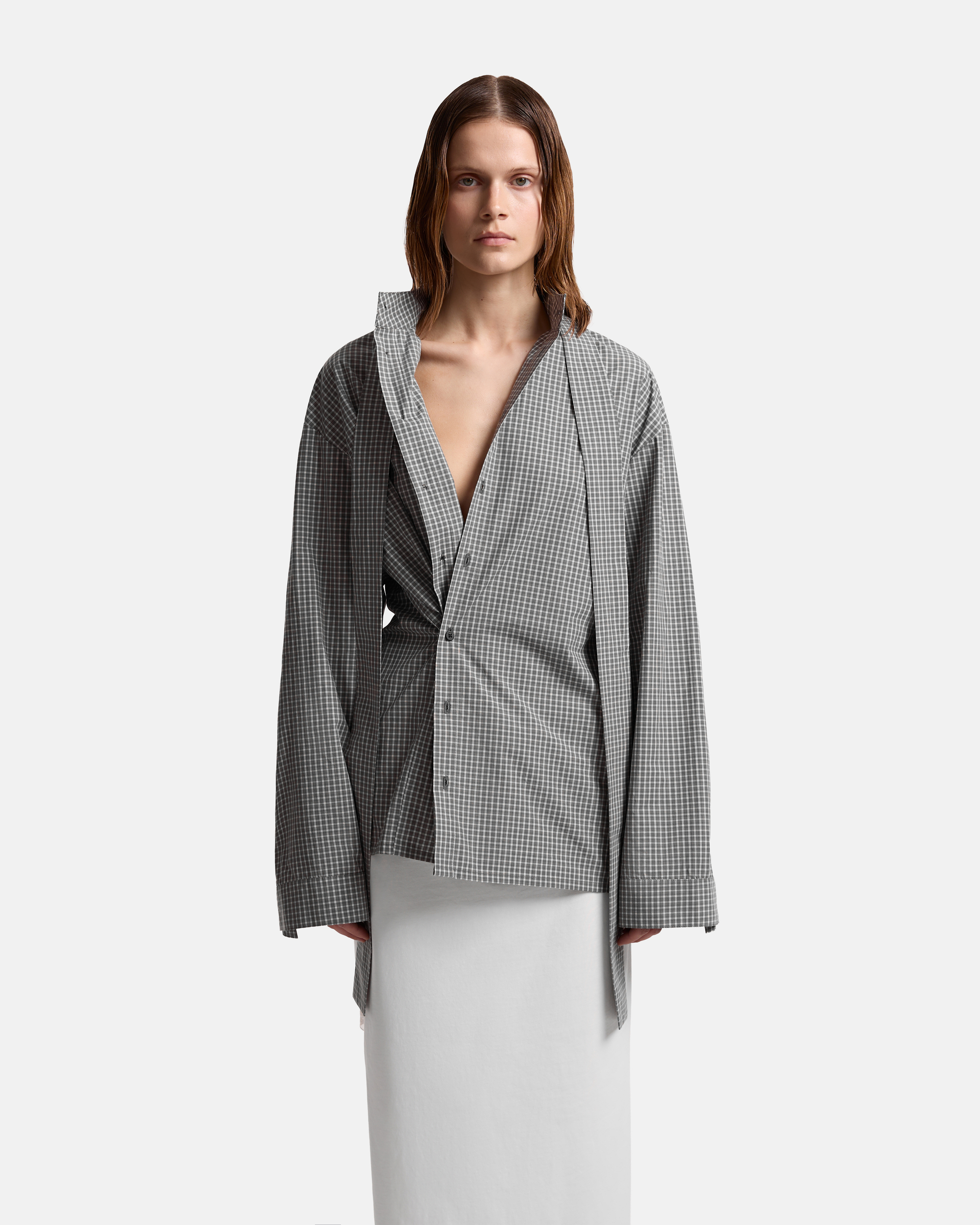 РУБАШКА С ЛЕНТАМИ ИЗ ХЛОПКА