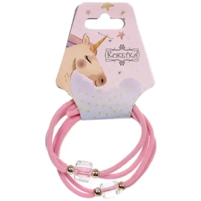 Резинки для волос 2шт «МАРУ», бусинки, микс 6 цветов, d-5,5см (подвес Единорог)