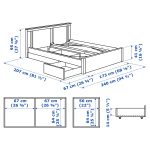 Каркас кровати с 2 ящиками для хранения - IKEA SONGESAND, 200х160 см, белый, СОНГЕСАНД ИКЕА
