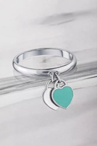 Кольцо с подвеской "Сердце" бирюза