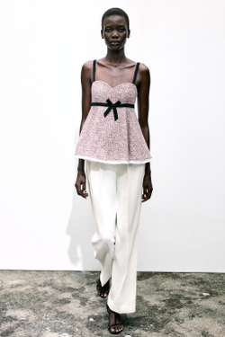 ZARA ТОП С КОНТРАСТНЫМИ ДЕТАЛЯМИ И РЕЛЬЕФНЫМ УЗОРОМ, РОЗОВЫЙ