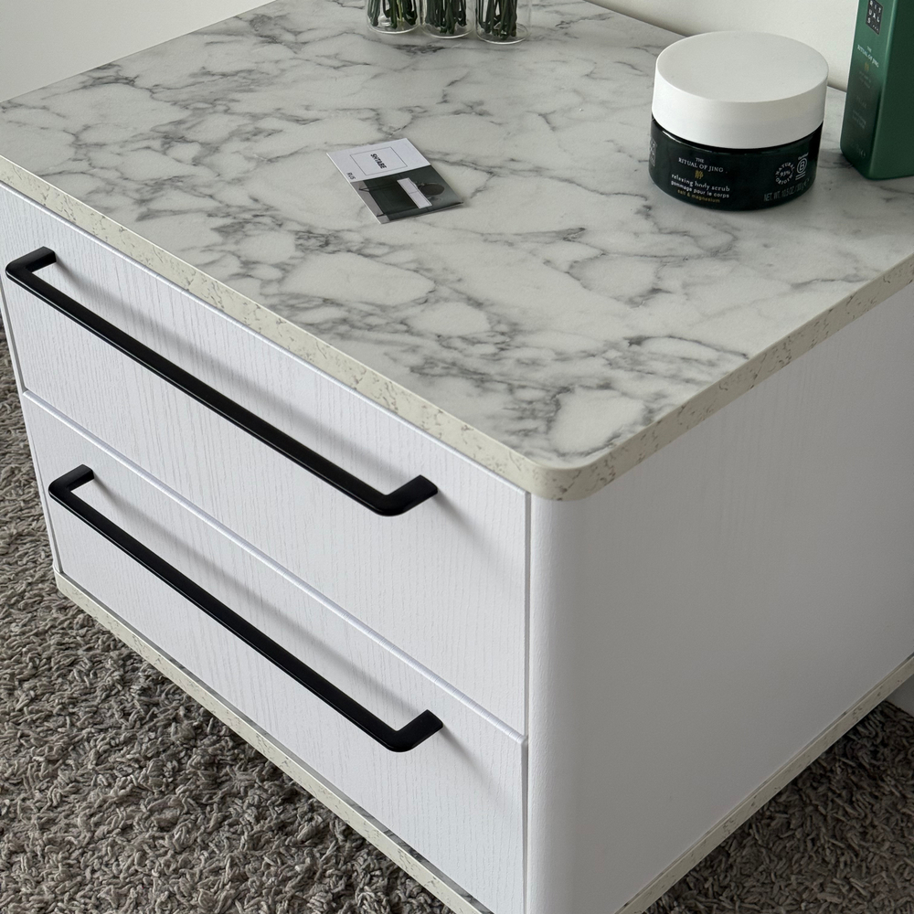 Тумба прикроватная подвесная ROYAL 5202 эко (Мрамор Каррара-р.черная)