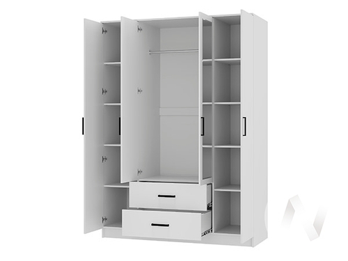 Шкаф 4-х створчатый ШК-14 Спальня Фьюжн (белый/белый)