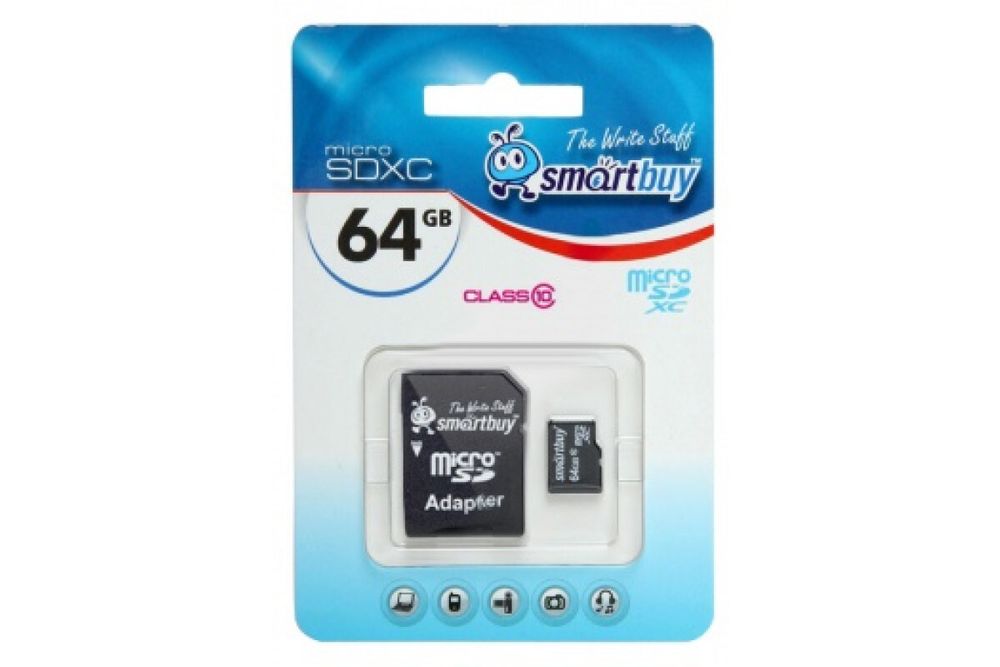 Карта памяти Smartbuy microSDXC Class 10 (10/10MB/s) 64GB + ADP