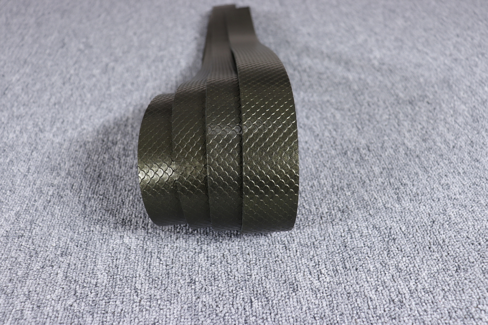 Ременная заготовка Изумрудно-золотая с лицевой отделкой + плита Черная мамба