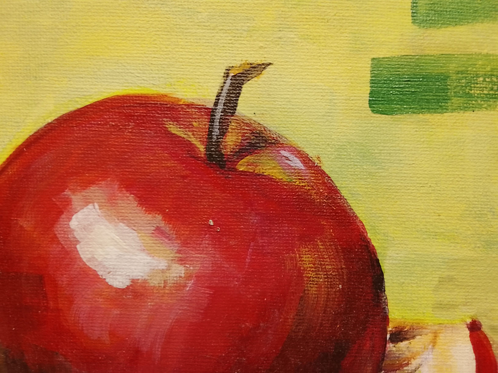 Картина "Айва", натюрморт. 30 см на 30 см. Акрил на картоне. Авторская живопись, оригинал.