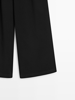 Massimo Dutti Широкие брюки с вытачками, черный