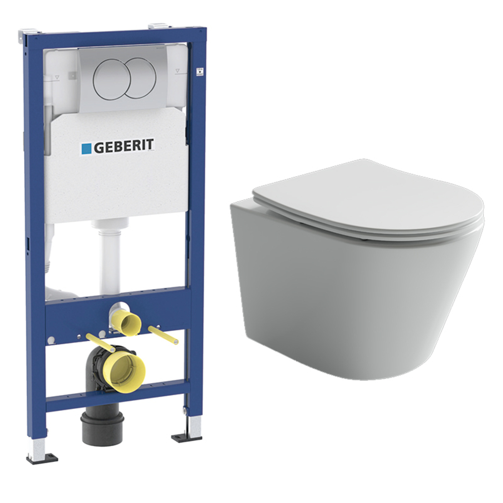Комплект подвесной безободковый унитаз Ceramica Nova Balearica CN6000 белый с сиденьем микролифт + инсталляция Geberit Delta 458.149.21.1 с кнопкой, хром глянцевый