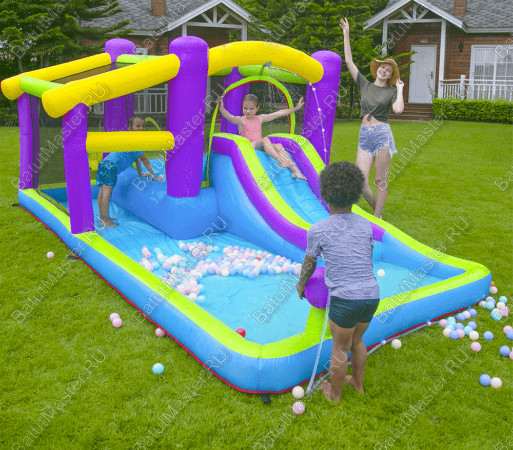 Детский батут для дачи "Водная пушка" 4*2,85*1,8 м