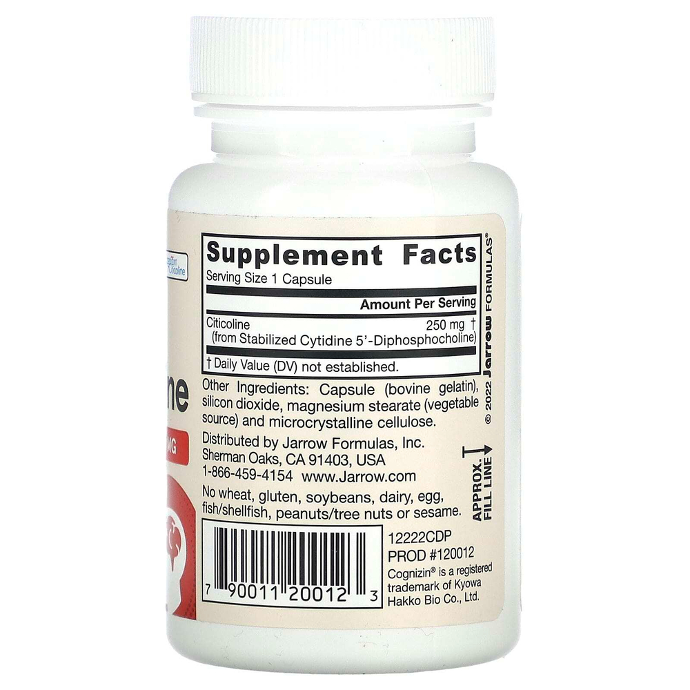 Jarrow Formulas, цитиколин, 250 мг, 60 капсул