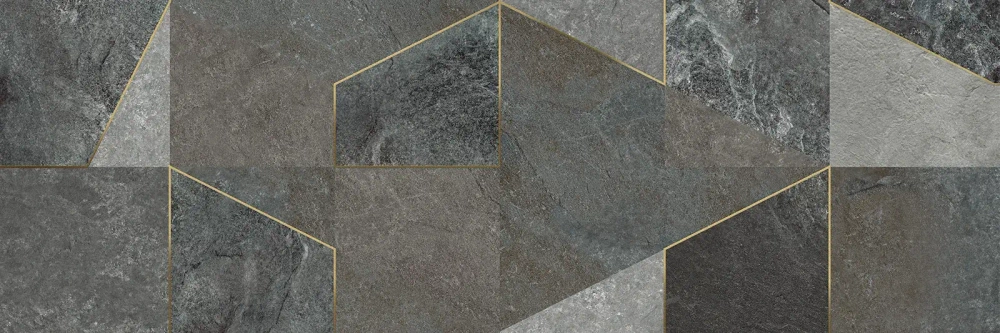 Настенная плитка Alma Ceramica TWU3090LAN74R Land 30x90 серая матовая под камень / геометрия