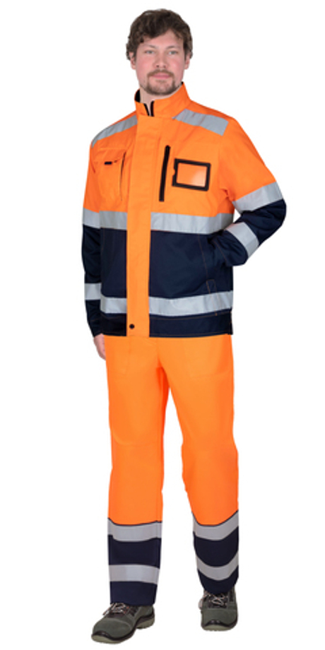 Куртка СИРИУС-ТЕРМИНАЛ-3-РОСС короткая, оранжевая с тёмно-синим