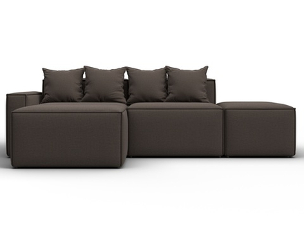 Диван угловой модульный Лига-063 угол левый, Амур 05 коричневый, Рогожка, 129784L