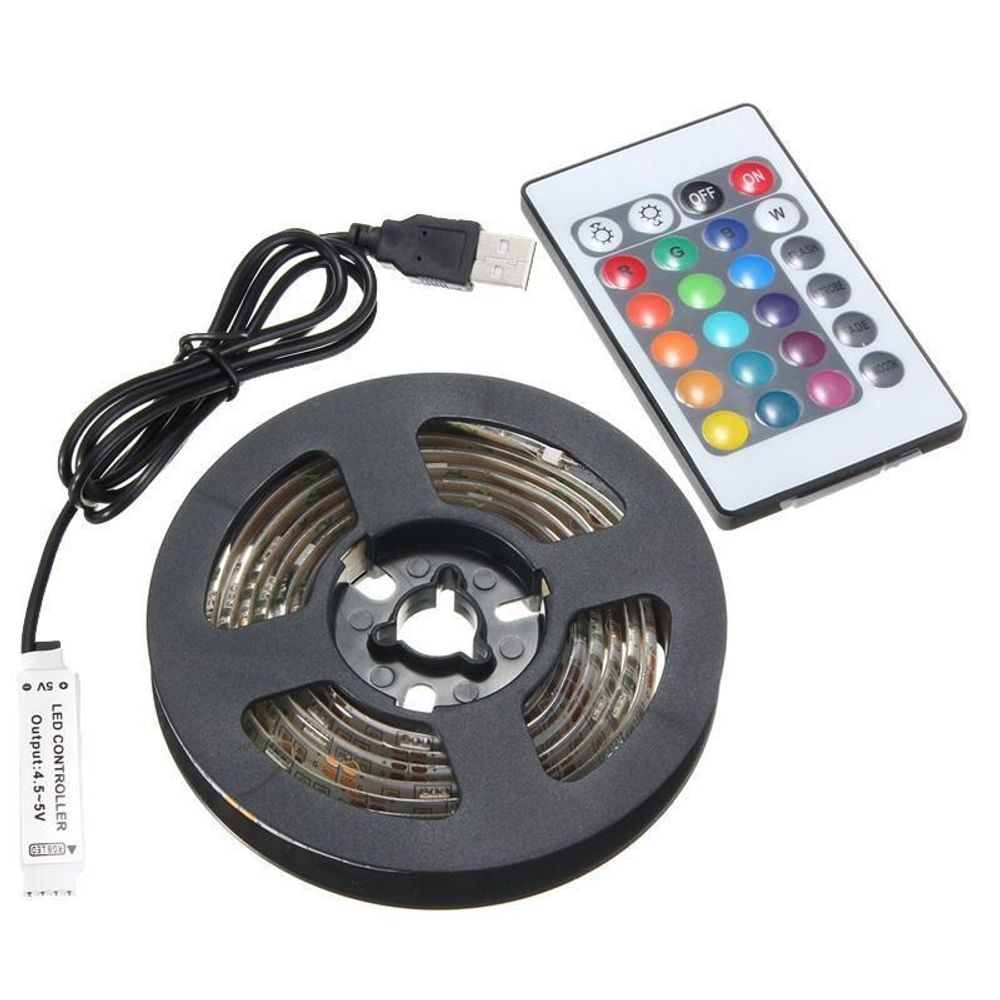 Светодиодная лента 12V  Бухта  2 м, влагозащищен., разноцветная с пультом + Bluetooth (KPR)