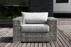 "Тито" кресло из искусственного ротанга, цвет серый