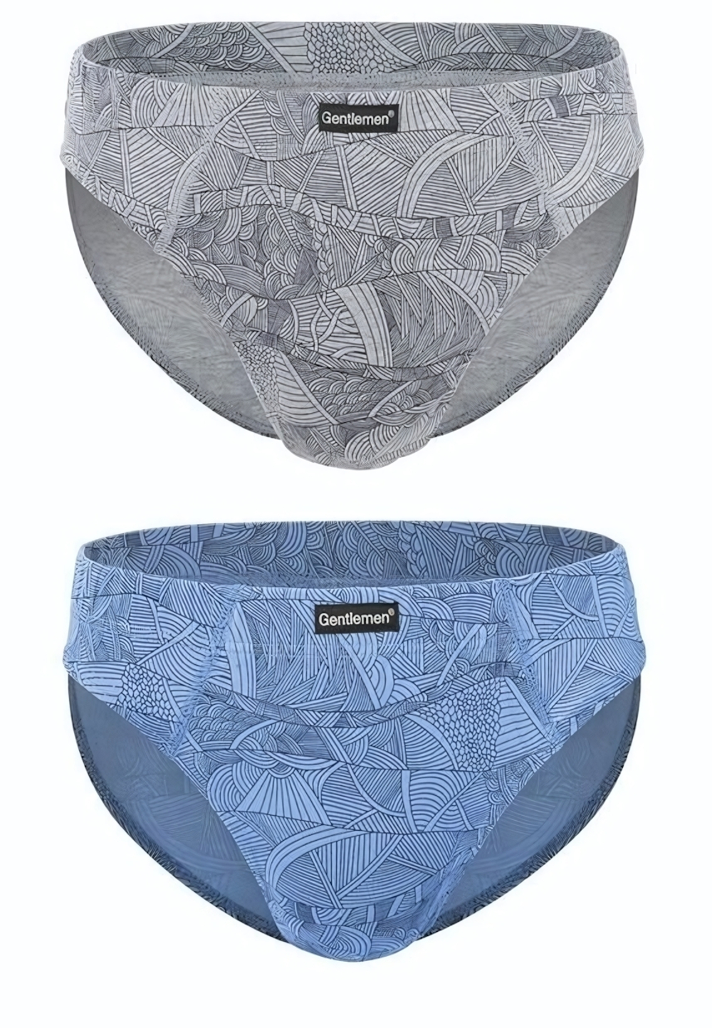 Набор из 2 трусов-слипов с рисунком - серых и голубых (Размер: M) (Цвет: серый с голубым)