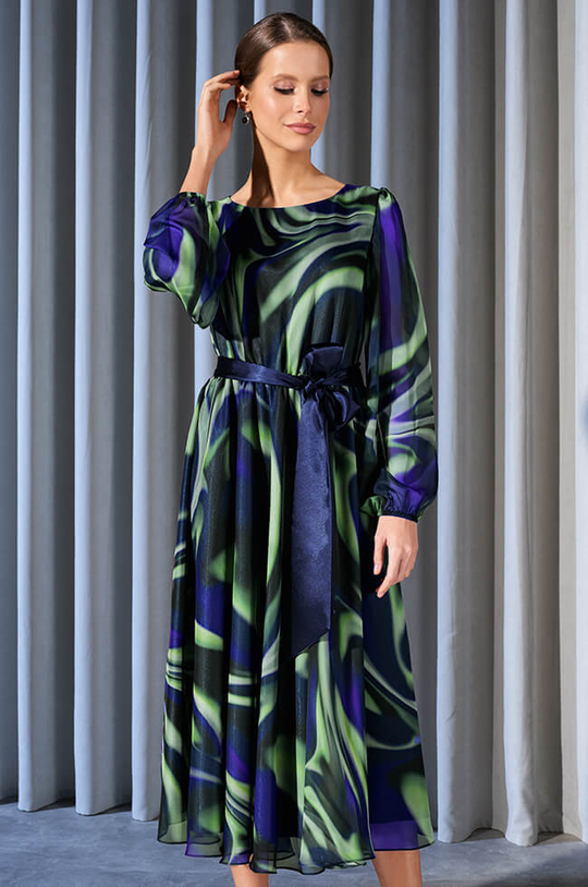 51504 Платье женское (сине-зеленый принт)