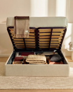 Основание кровати Nelzi из шенилла цвета экрю для матраса 180 x 200 см