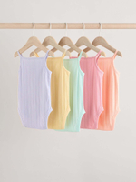 Боди без рукавов для малышей Next E19-734, 5 шт., Сиреневый, Розовый, Мятный, Светло-желтый