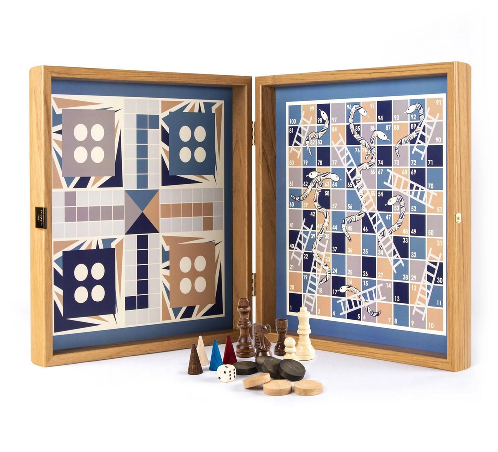 Игровой набор Шахматы/нарды/лудо/змеи Manopoulos Chess/Backgammon cbls34blu