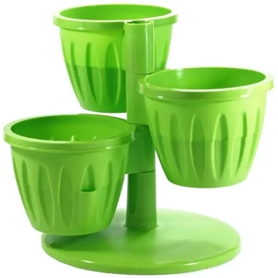 Набор пластиковых горшков на стойке 0,7л d-29см «Каскад» зеленый