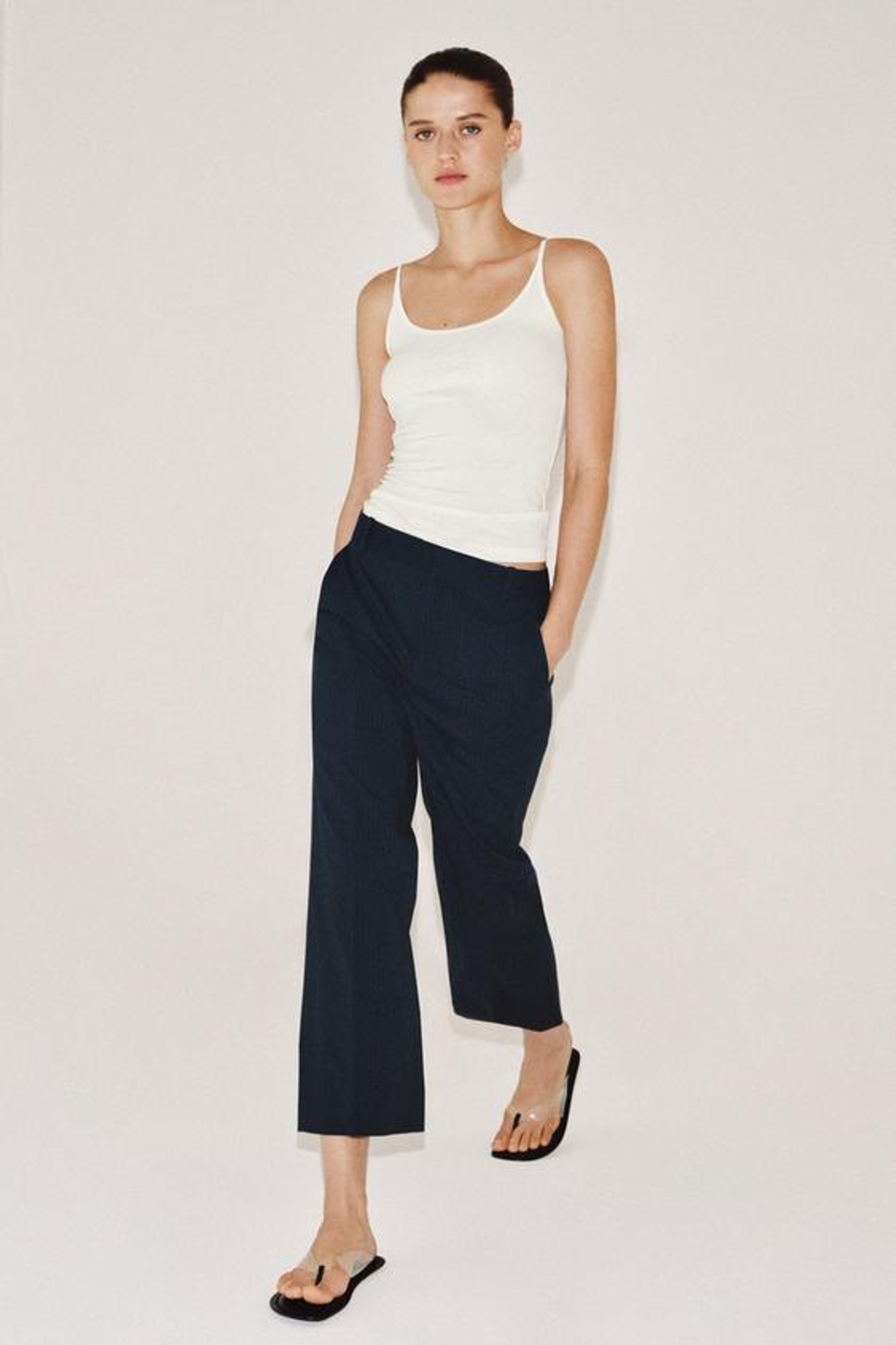 ZARA БРЮКИ В ПОЛОСКУ — ZW COLLECTION, МОРСКОЙ СИНИЙ