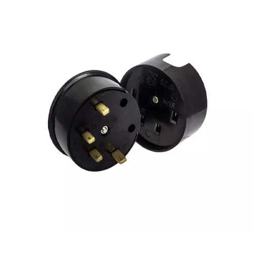 EKF Разъем РШ-ВШ ОУ 32А 380В 3P+PE карболитовый черный AS-380-O-04