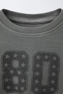 ZARA ФУТБОЛКА С НАДПИСЬЮ, СЕРЫЙ