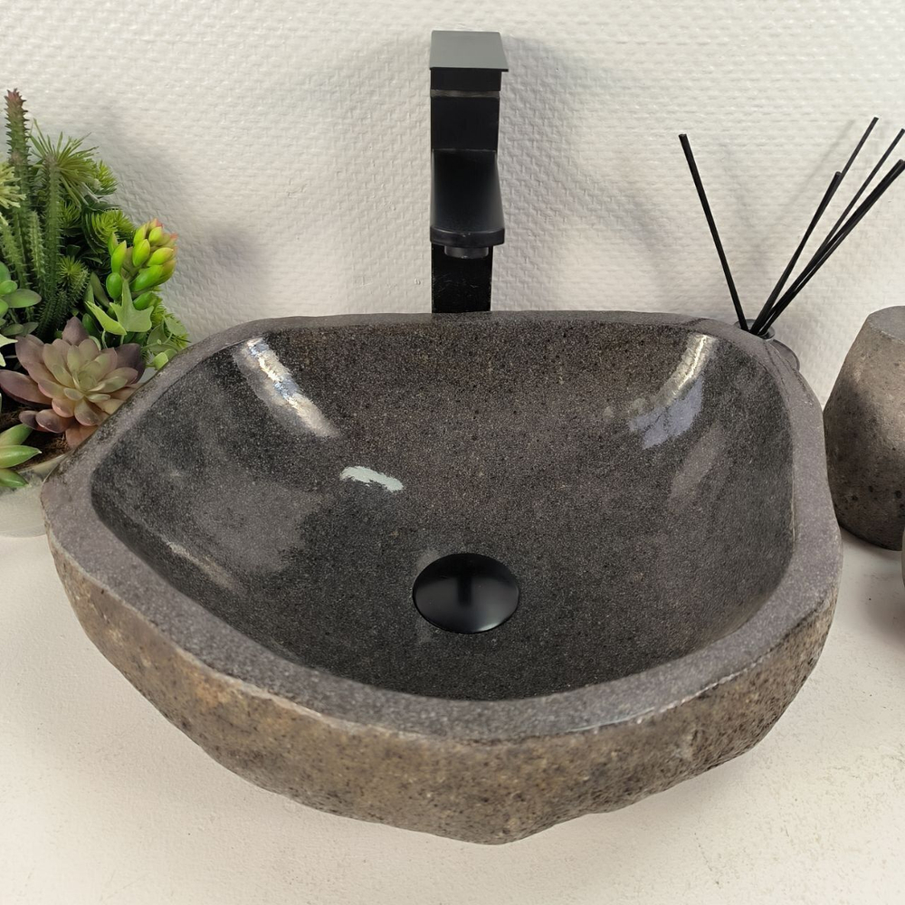 Каменная раковина из речного камня RS-05595 (42*34*14) 0865 из натурального камня