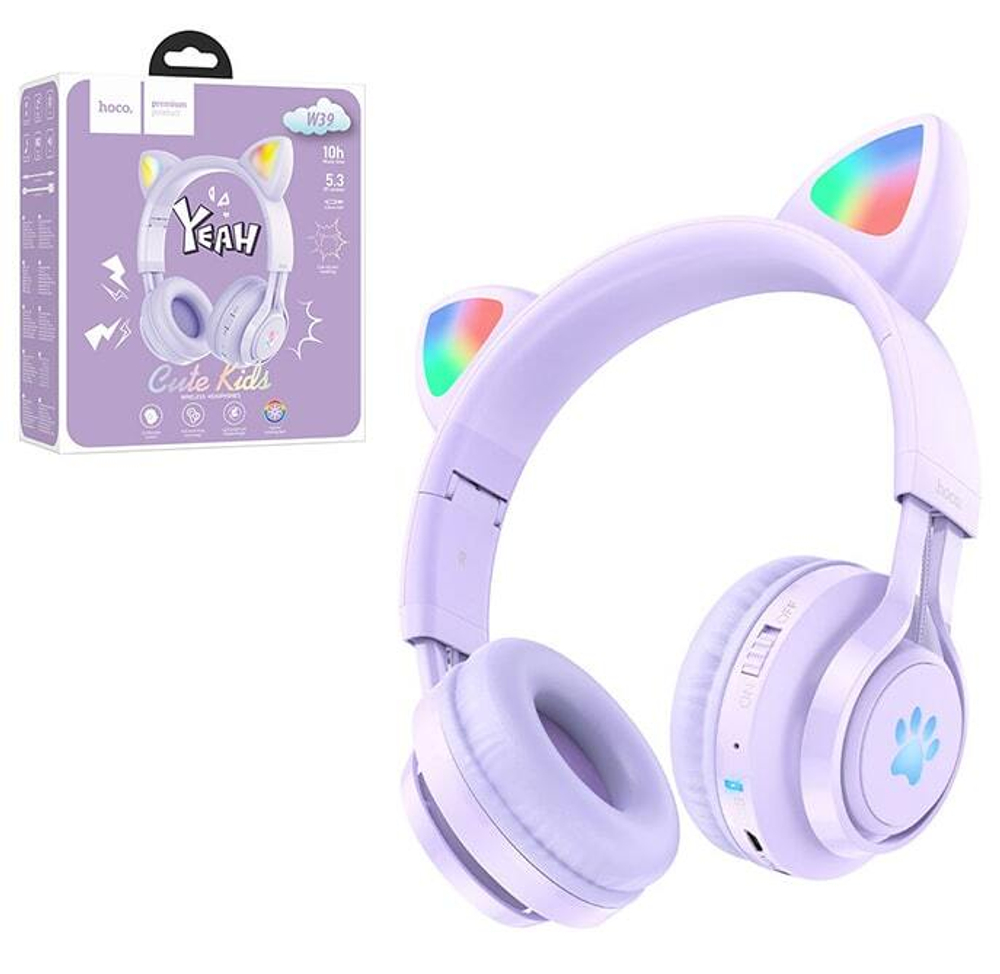 Полноразмерные Bluetooth наушники HOCO W39 Cat (сиреневый)