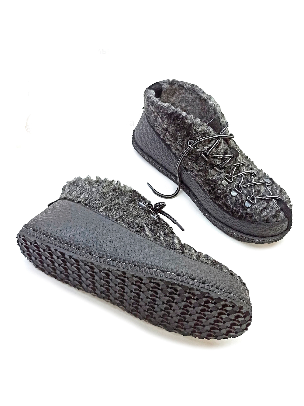 Ботинки из натурального каракуля "Gray melange"