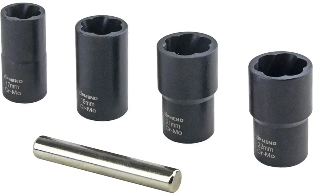 Набор головок экстракторов для поврежденных болтов и гаек 17, 19, 21, 22мм, 1/2'', 5пр.