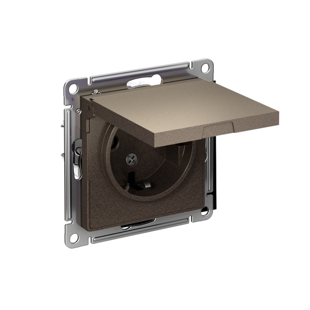 Розетка 1-м СП AtlasDesign 16А IP20 с заземл. защ. шторки с крышкой механизм мокко SE ATN000646 Розетка 1-м СП AtlasDesign 16А IP20 с заземл. защ. шторки с крышкой механизм мокко SE ATN000646