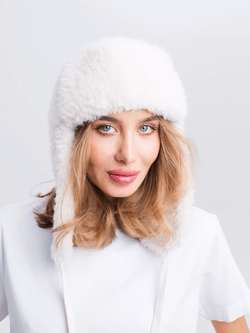 Ушанка теплая, белая, SilverFox