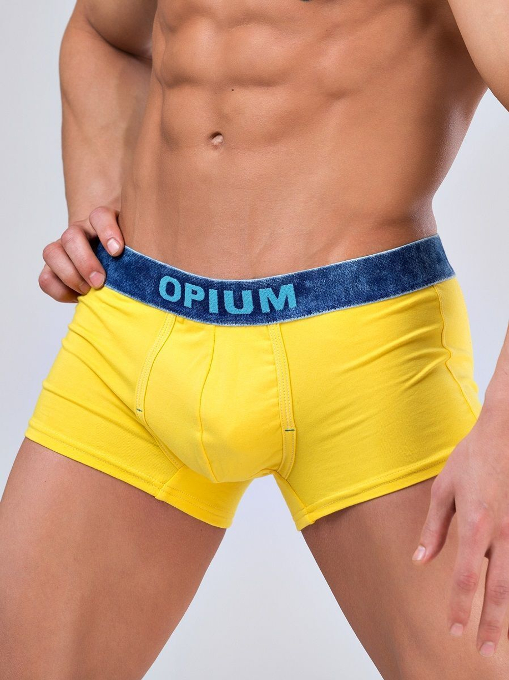 Мужские трусы-боксеры с резинкой джинсового цвета (Размер: L) (Цвет: серый меланж)