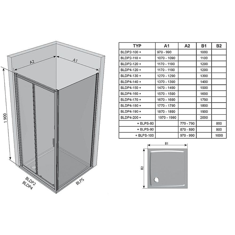 Душевая дверь Ravak Blix BLDP2-110 0PVD0C00ZG профиль Хром стекло Grape