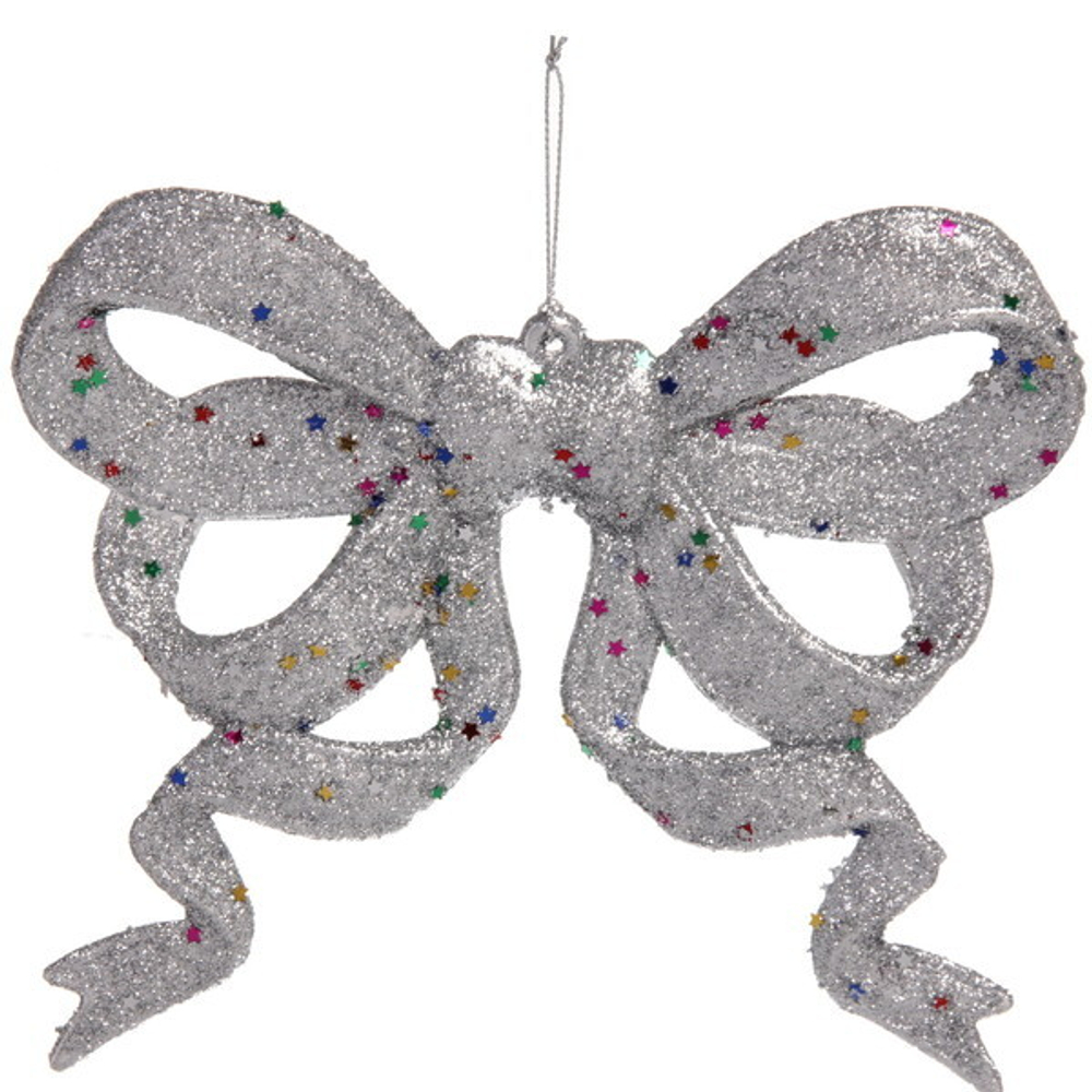 Украшение новогоднее «Бант сияющий» 17*18 см, Серебро