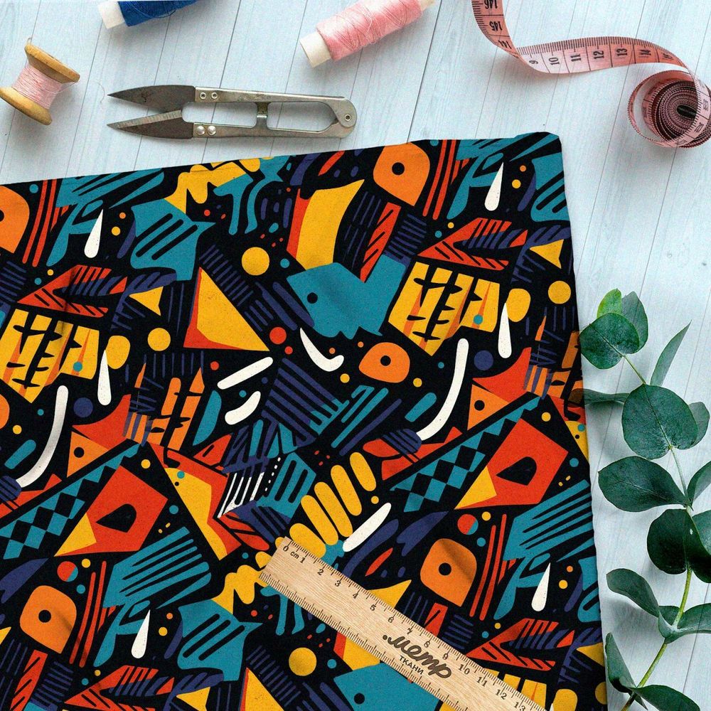 Ткань премиум таффета геометрические иллюзии пространства