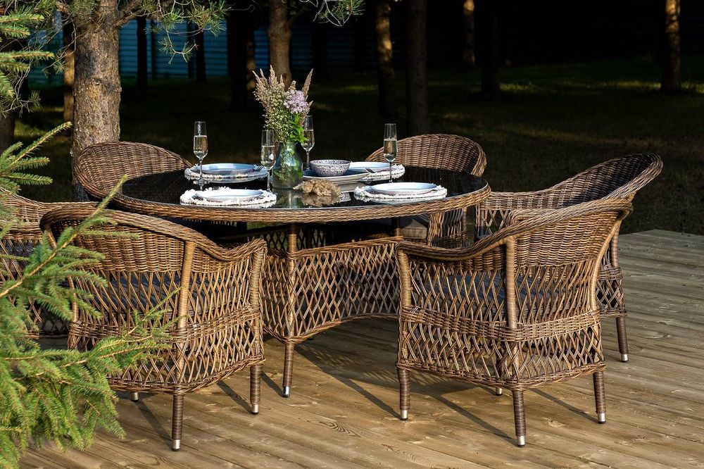 "Эспрессо-150 S" обеденная группа плетеная, цвет коричневый