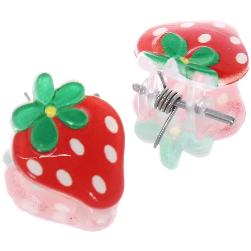 Заколки - крабики для волос детские 10шт «БАМБИ БУМ», Клубнички, 2см/9.5*8см